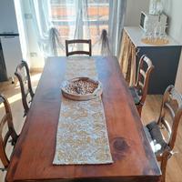 Tavolo noce ,pieno piu'6 sedie.. Arte povera