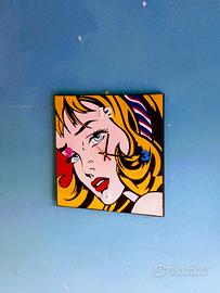 Orologio  parete Pop Art "Girl with hairy ribbon"
