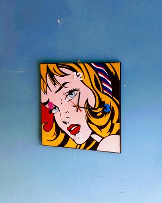 Orologio  parete Pop Art "Girl with hairy ribbon"
