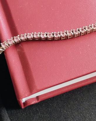 Bracciale tennis in argento e zirconi rosa