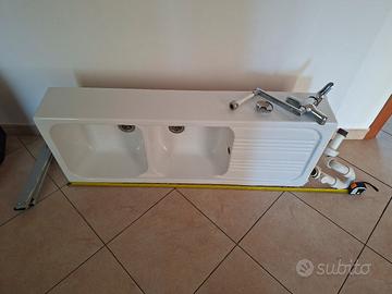 lavandino cucina sgocciolatoio 2 vasche ceramica