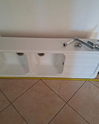 lavandino cucina sgocciolatoio 2 vasche ceramica