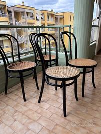 5 Sedie stile Thonet, seduta in paglia