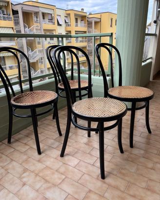 5 Sedie stile Thonet, seduta in paglia