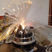 lampada da tavolo rotonda in fibra ottica anni '70