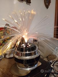 lampada da tavolo rotonda in fibra ottica anni '70