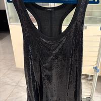 Canotta all’americana nera in paillettes di Oltre