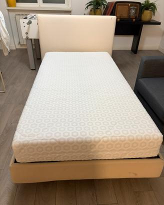 Letto 100x190 con rete a doghe e materasso memory
