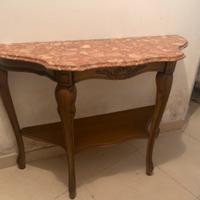 Consolle in legno con ripiano in marmo