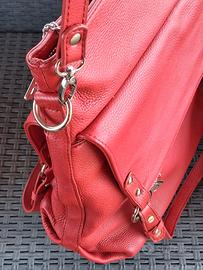 Borsa in vera pelle Rossa con tante tasche
