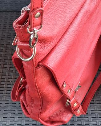 Borsa in vera pelle Rossa con tante tasche