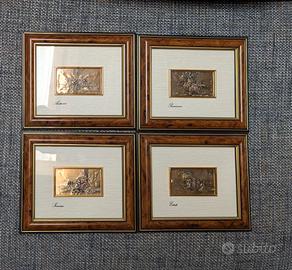 Set quadri "Le 4 Stagioni" - Argento 925 e Radica