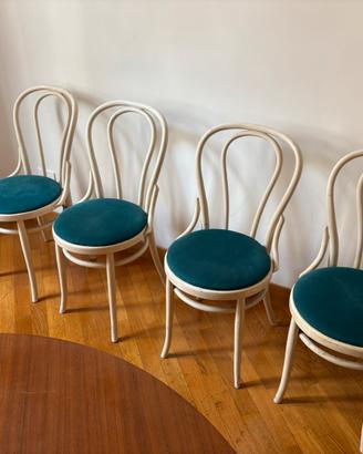 4 sedie tipo thonet bianche legno
