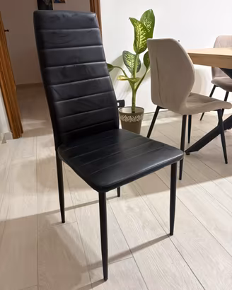 Set 4 Sedie Moderne in Ecopelle Nera