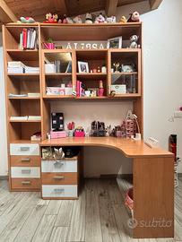 composizione scrivania angolare con libreria e cas