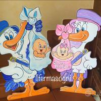 Cicogna fiocco nascita in legno tutte le misure