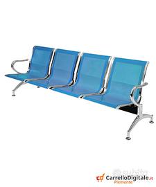 Panca per sala attesa 4 posti in acciaio BLU