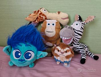 5 peluches personaggi DreamWorks e Disney
