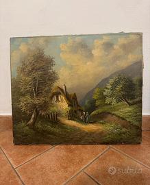 Dipinto olio su tela "Valdés" paesaggio rurale