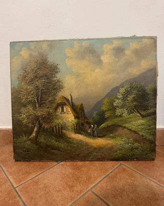 Dipinto olio su tela "Valdés" paesaggio rurale