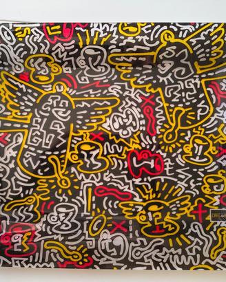 Vassoio vintage anni 90 CAFÈ DES ARTS Keith Haring
