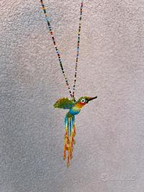 Handmade Colombian Chaquira Hummingbird artisanal