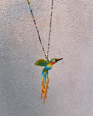 Handmade Colombian Chaquira Hummingbird artisanal