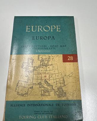 Mappa stradale europa Touring Clib del 1955