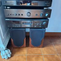 Impianto stereo completo con diffusori in legno