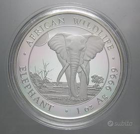 Moneta Somalia 1 Oncia 2025 Elefante Argento