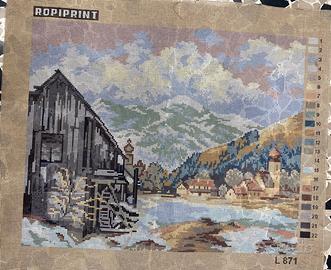 Quadro mezzopunto chalet montagna