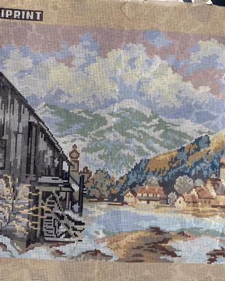 Quadro mezzopunto chalet montagna
