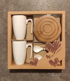 Set 2 tazze caffè con cucchiaino e piattino 