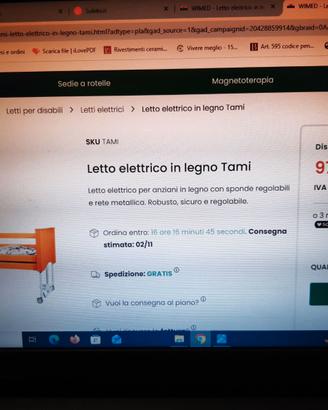 Letto ospedaliero,anziani come nuovo a metà prezzo