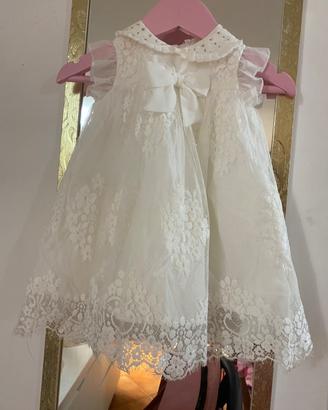 MONNALISA vestito Battesimo Bimba 9 mesi