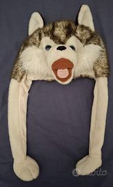 Cappello Peluche Husky, con Paraorecchie. Tg Unica