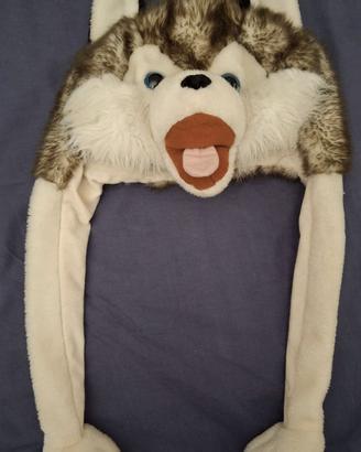 Cappello Peluche Husky, con Paraorecchie. Tg Unica