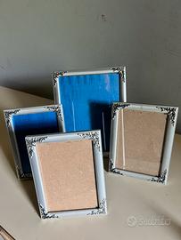 4 cornici porta foto in metallo argentato