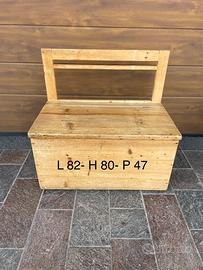 Cassa panca in legno massello, rustica