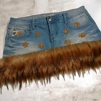 mini Skirt rare minigonna in denim e ecopelliccia