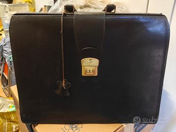 borsa da avvocato vintage in pelle nera
