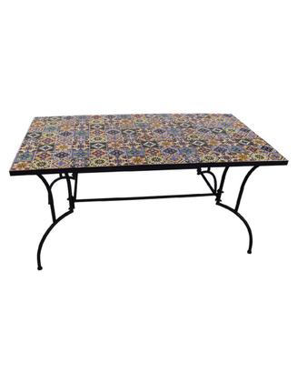 Tavolo decoro mosaico Flower rettangolare