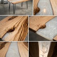 tavolo da pranzo legno massello e resina