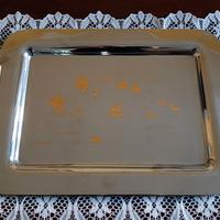 Vassoio Acciaio Incisioni Oro 24K Liguria Sanremo 