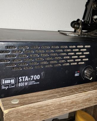 4 casse +4 supporti a muro+amplificatore+mixer 