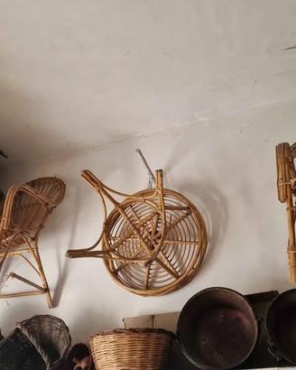 Set sedie e tavolo salottino vintage rattan-vimini