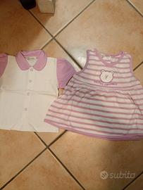 vestito a righe e t-shirt bimba 6 mesi
