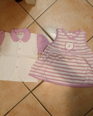 vestito a righe e t-shirt bimba 6 mesi
