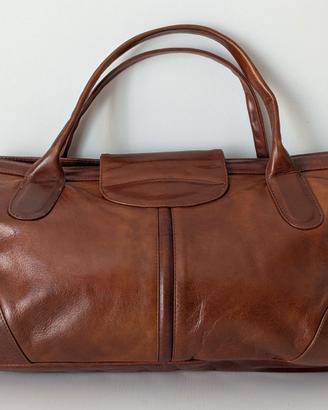 Borsa vintage Milano Niki vera pelle cognac