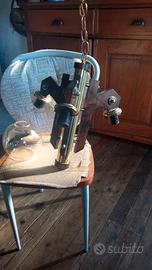 lampadario noce e ottone